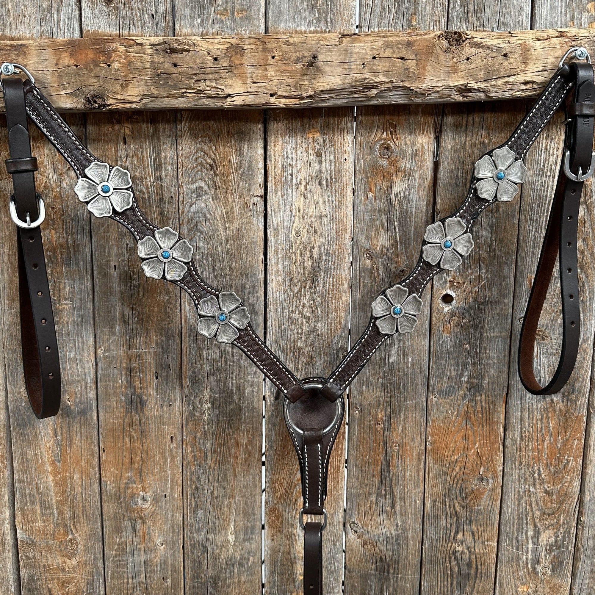 Dark Oil Silver Flower Breastcollar 