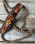 Brown Mule Tape Halter - Multi Colored Roses 