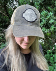 I Wonder if Whiskey Thinks About Me Too Distressed Snap Back Trucker Hat