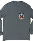 Flying R Ranchwear - Gray Heather with Southwest Print - Long Sleeve - Pocket T-shirt - Made in USA