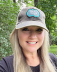 Just A Small Town Girl Distressed Trucker Cap, Black