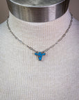 Lulu Cow Pendant Fashion Necklace - Turquoise
