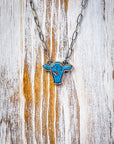 Lulu Cow Pendant Fashion Necklace - Turquoise