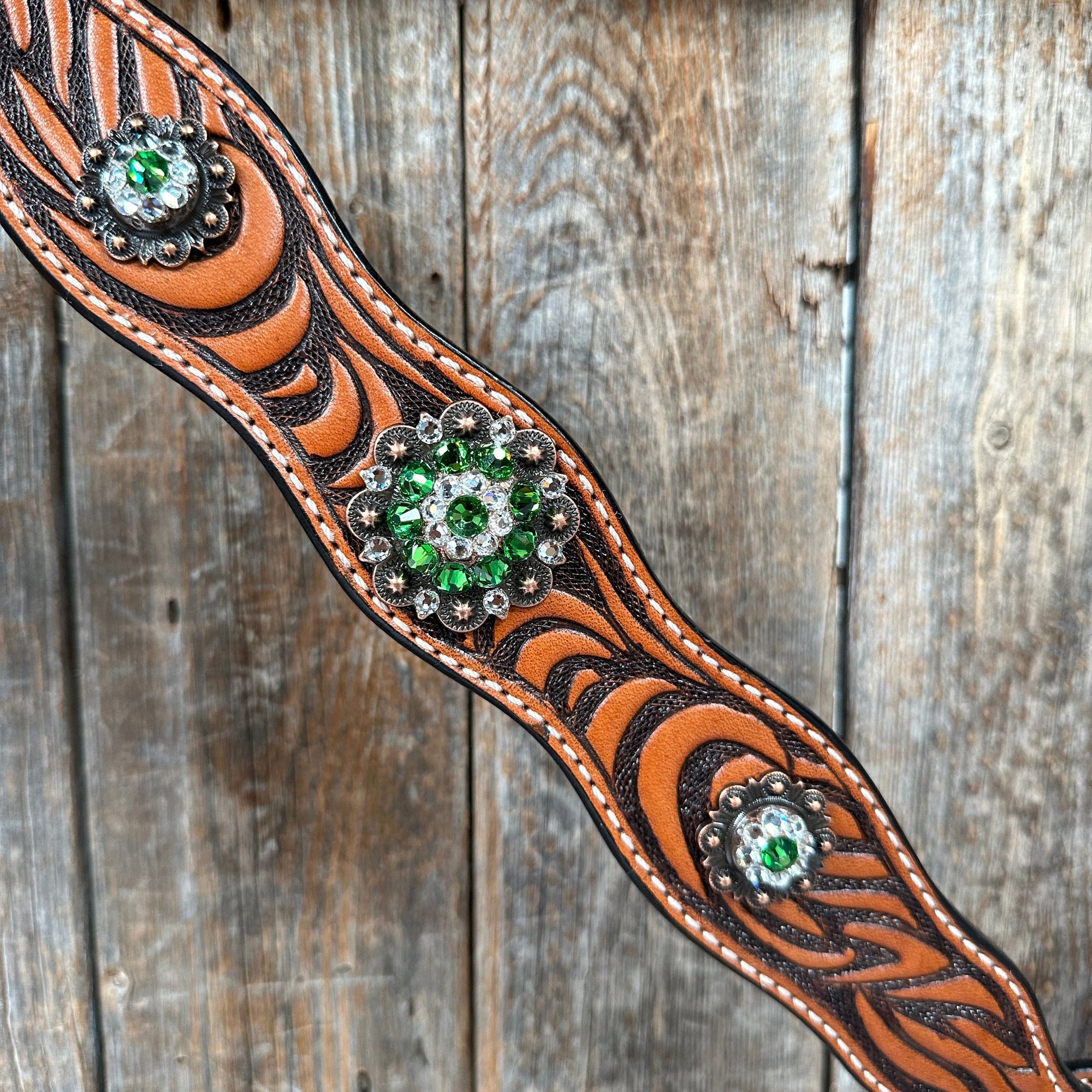 Zebra Green and Clear Browband / Breastcollar Tack Set 
