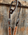 Light Oil Whipstitch Clear and Rosettes One Ear/ Breastcollar Tack Set 