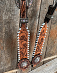 Light Oil Whipstitch Clear and Rosettes One Ear/ Breastcollar Tack Set 