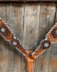 Light Oil Whipstitch Clear and Rosettes One Ear/ Breastcollar Tack Set 