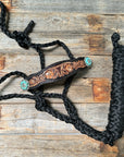 Black Mule Tape Halter -Turquoise & Clear 