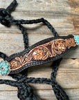 Black Mule Tape Halter -Turquoise & Clear 