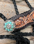 Black Mule Tape Halter -Turquoise & Clear 
