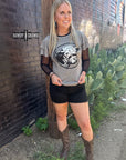 Howdy Hereford Mesh Sleeve Top