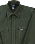 Flying R Ranchwear - Rigid Canvas Chore Shirt - Hunter Green - Long Sleeve - Snaps