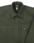 Flying R Ranchwear - Rigid Canvas Chore Shirt - Hunter Green - Long Sleeve - Snaps