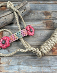 Tan Mule Tape Halter - Multi Floral and Clear 