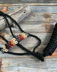 Black Mule Tape Halter - Multi Floral and Champagne 