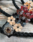Black Mule Tape Halter - Multi Floral and Champagne 
