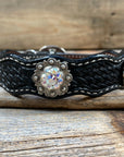 Leather Dog Collar With Antique Silver AB Conchos 10" to 22" -DC42