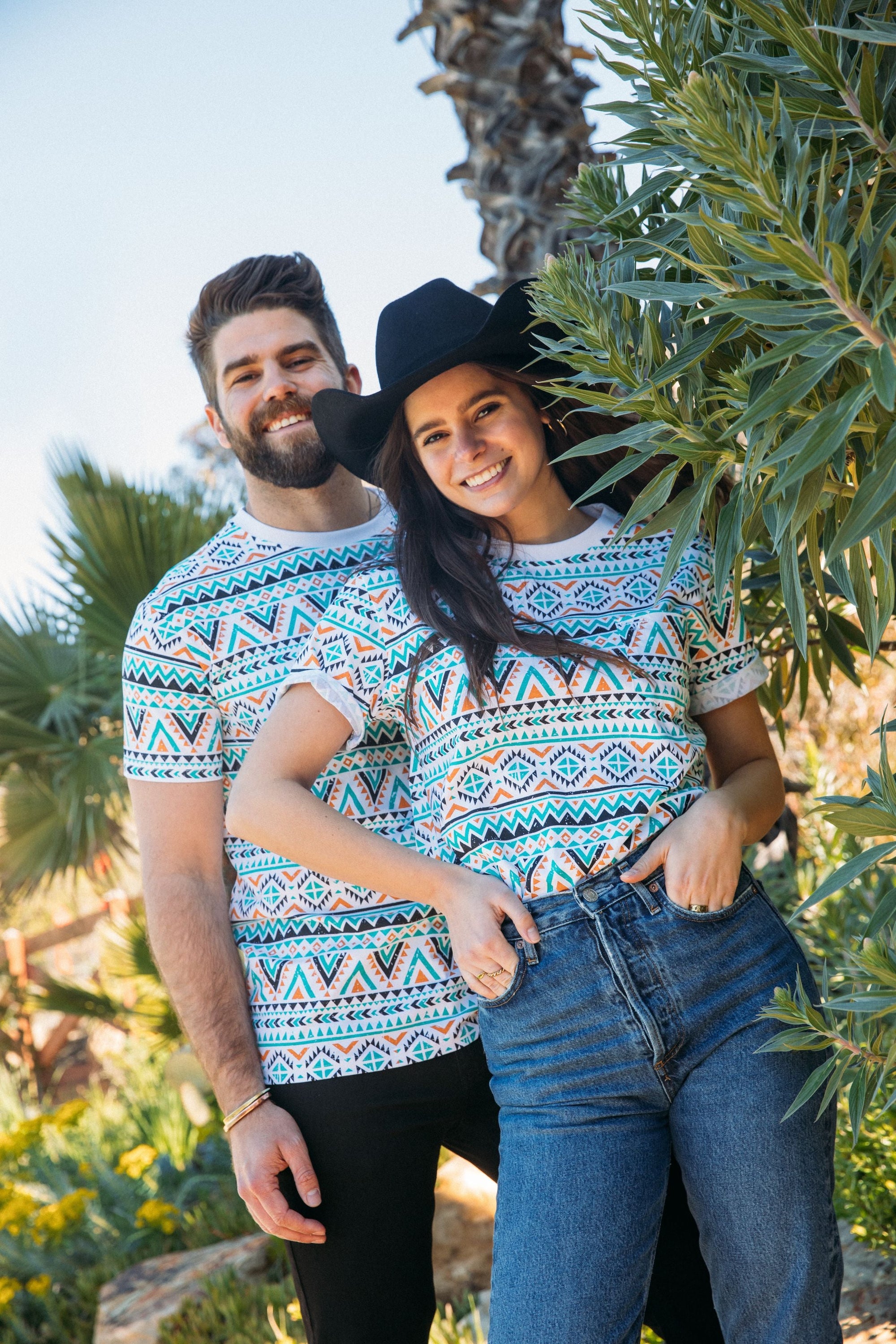 Men&#39;s Cotton White Aztec Print T-shirt
