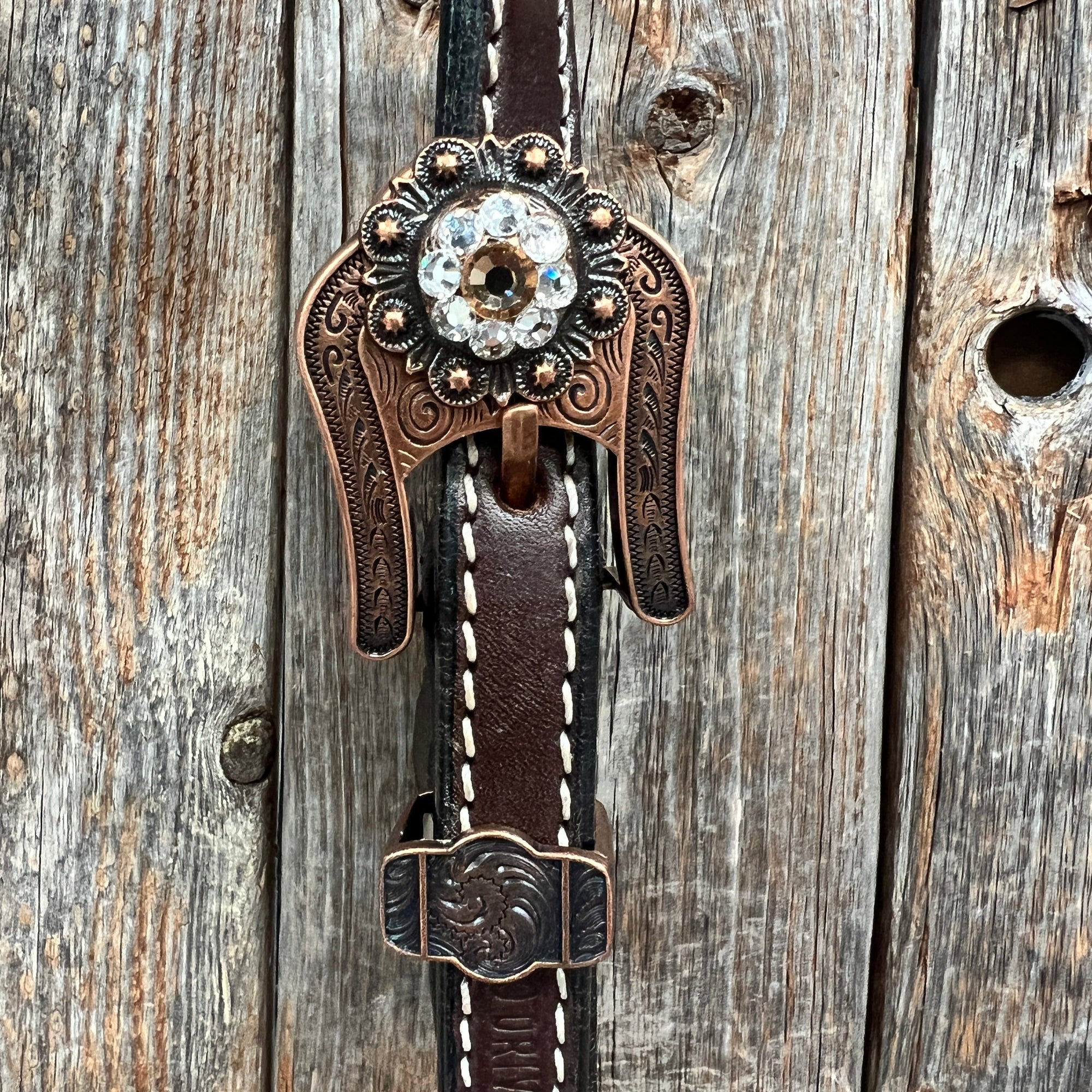 Dark Oil Basketweave Champagne - Clear Browband/One Ear Tack Set  