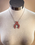 Squash Blossom Chain Fashion Necklace - Coral