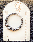 Vera Navajo Style Pearl Fashion Hoops - Silver