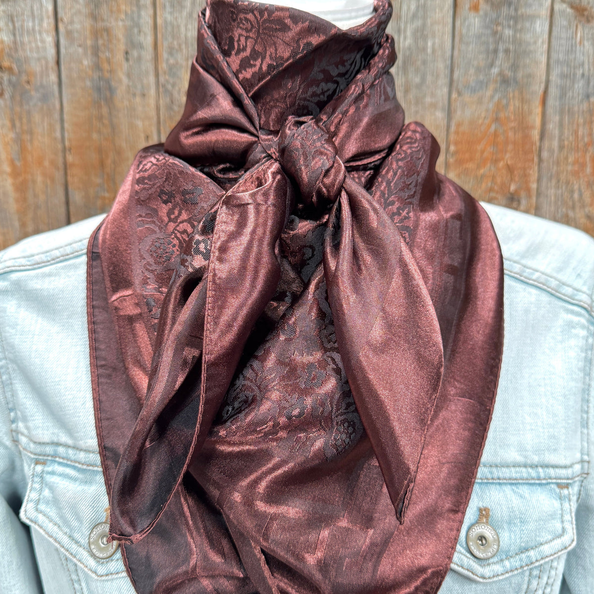 35X35" Dark Brown Jacquard Wild Rag / Scarf WR4086