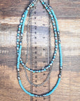 Rowdy Navajo Style Pearl Layered Fashion Necklace - Bead/Turquoise