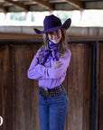 *YOUTH* PURPLE STITCHED PERFORMANCE RODEO SHIRT