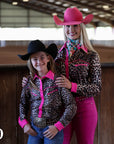 *YOUTH* HOT PINK LEOPARD RODEO SHIRT