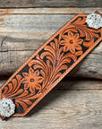 Light Oil Floral Bronc Noseband With Bright Silver Conchos