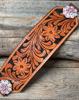Light Oil Floral Bronc Noseband With Bright Silver Conchos