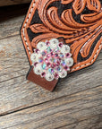 Light Oil Floral Bronc Noseband With Bright Silver Conchos