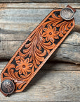 Light Oil Floral Bronc Noseband With Copper Conchos