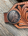 Light Oil Floral Bronc Noseband With Copper Conchos