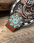 Dark Oil Buckstitch Bronc Noseband With Antique Silver Conchos