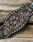 Dark Oil Buckstitch Bronc Noseband With Turquoise Conchos