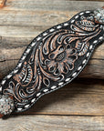 Dark Oil Buckstitch Bronc Noseband With Antique Silver Conchos