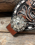 Dark Oil Buckstitch Bronc Noseband With Antique Silver Conchos