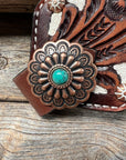 Bronc Noseband With Green Turquoise Conchos