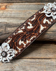Medium Oil Copper Dot Bronc Noseband with White Lotus Flowers & Copper AB European Crystal Conchos