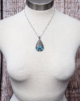 Jessamina Western Filigree Teardrop Aqu Stone Fashion Necklace Set