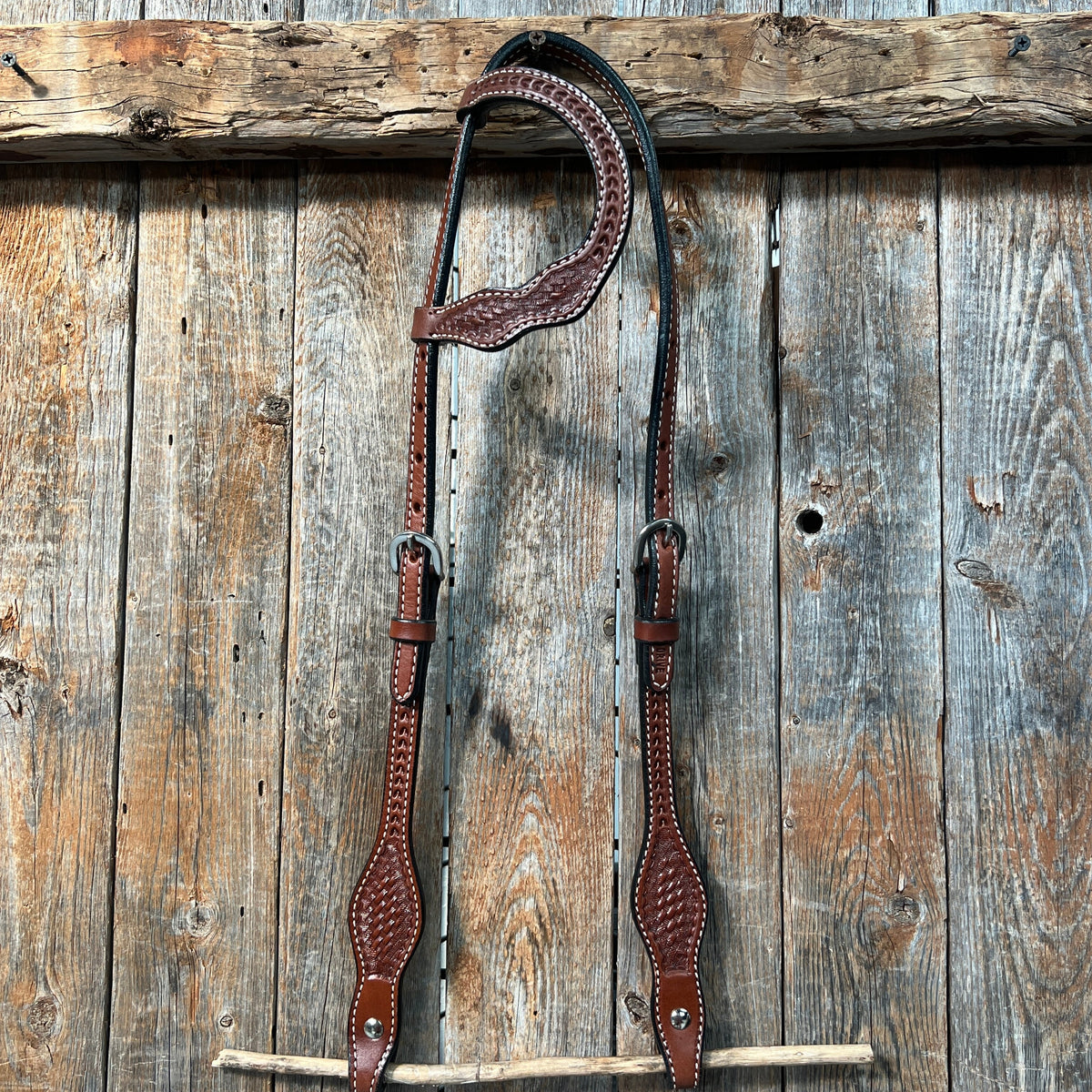 Basketweave Medium Oil One Ear Headstall / Bridle