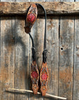 Light Oil Hand Painted Rose One Ear Headstall / Bridle 