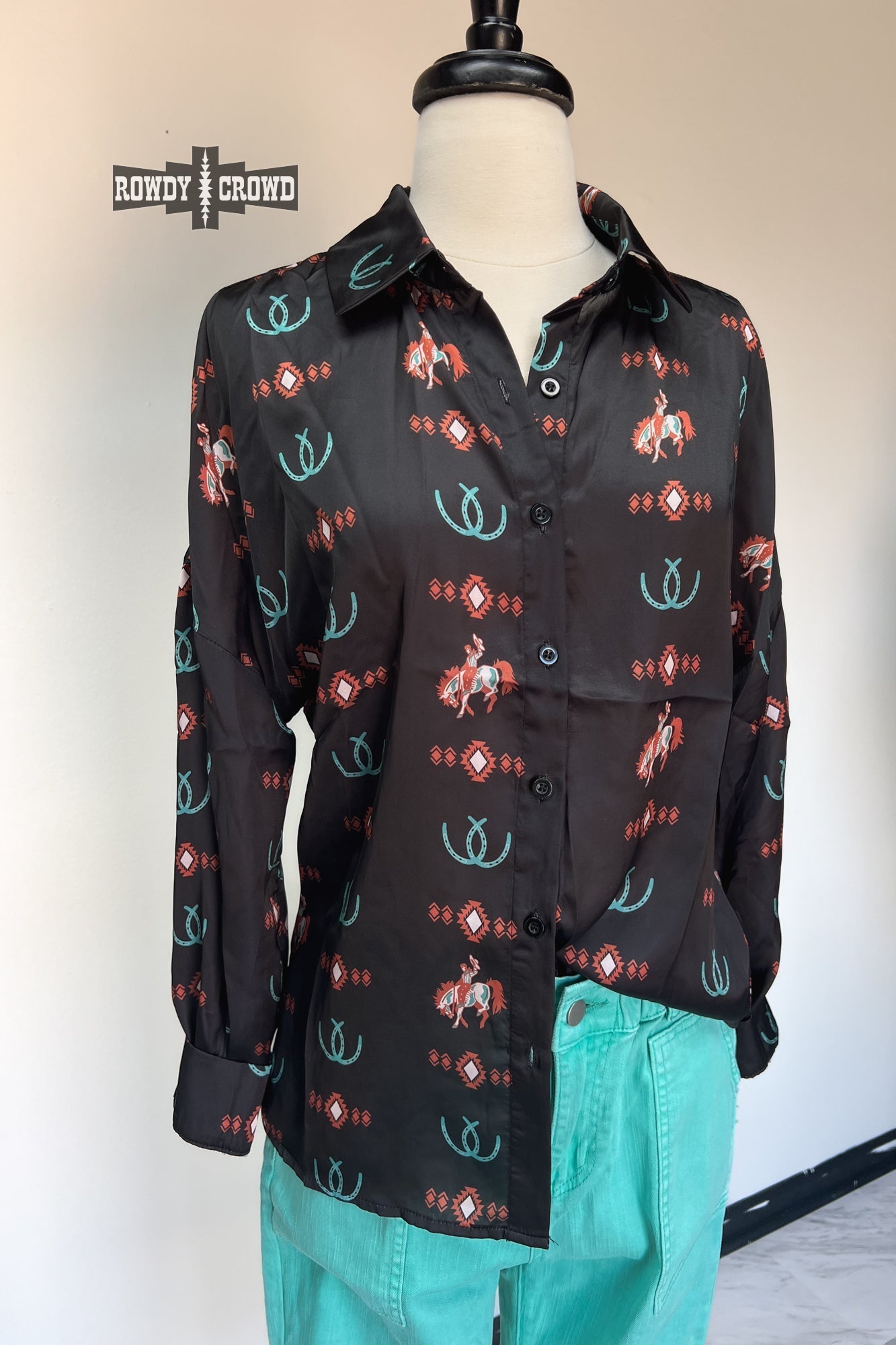 Rodeo Sweetheart Silky Button Up 1