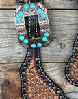 Copper Dot Honeycomb Turquoise, Clear Spur Straps 
