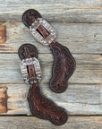 Dark Oil Whipstitch Clear Spur Straps 