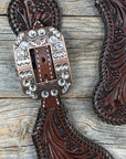 Dark Oil Whipstitch Clear Spur Straps 