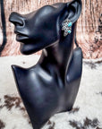The Thunderbolt Studs – Checker & Aqua Stone Fashion Earrings