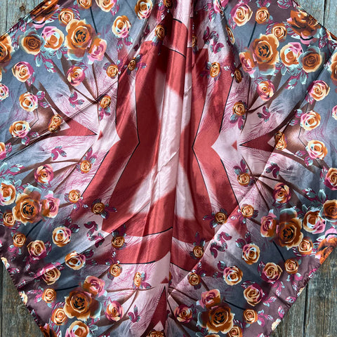 Pink and Rust Roses Wild Rag/Scarf