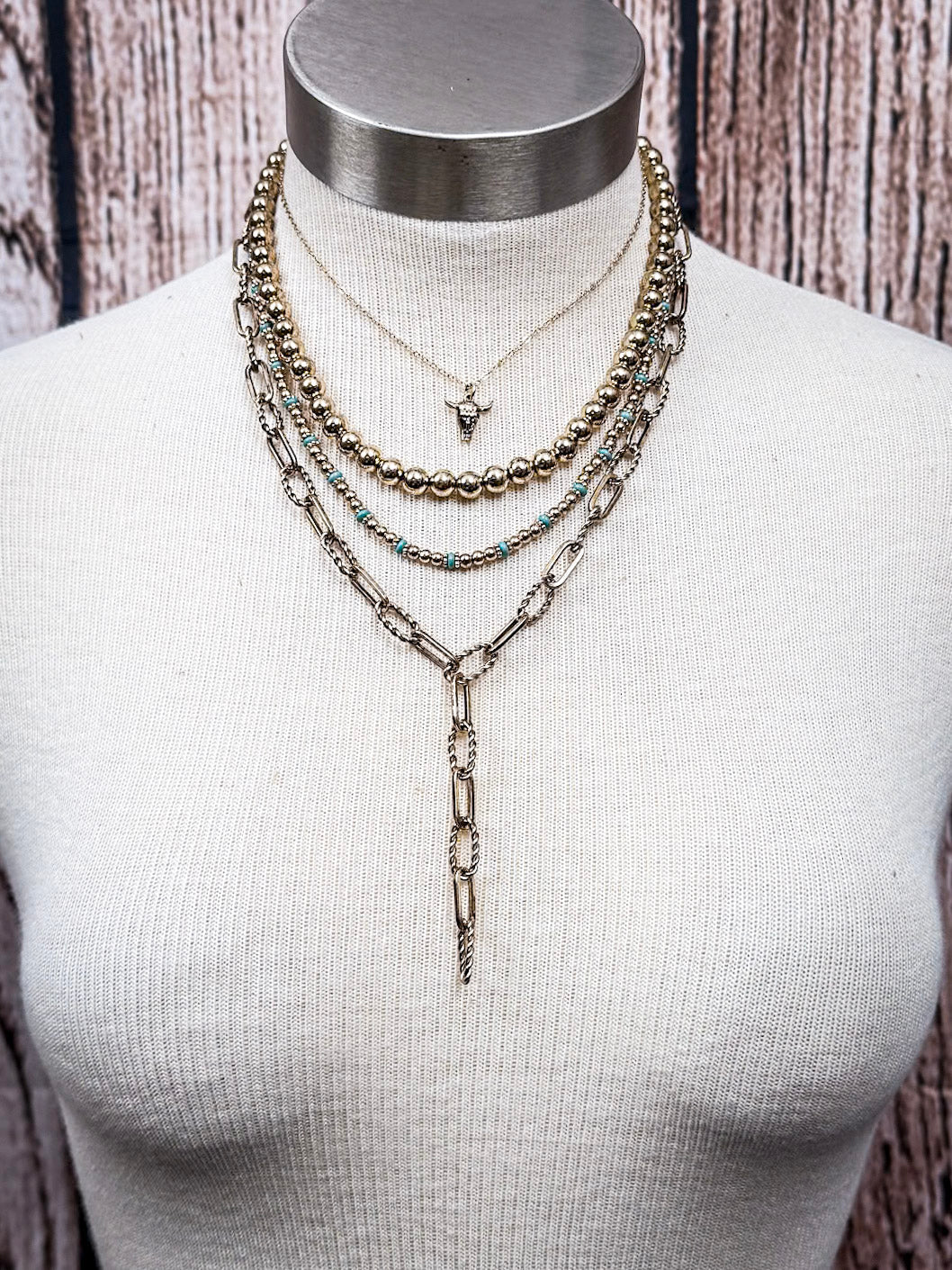 The Dustwalker Layers – Multi-Strand Bead &amp; Chain Fashion Necklace Set